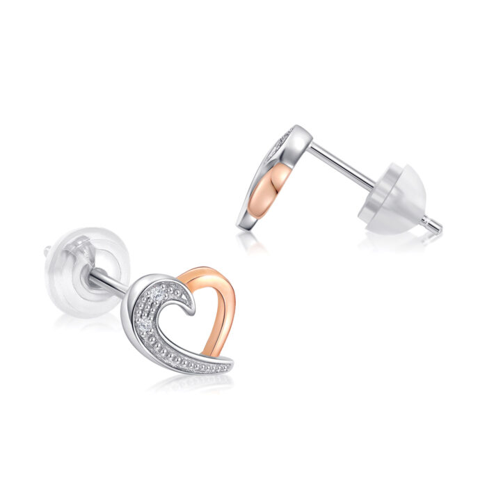 Swan Heart Diamond Earrings