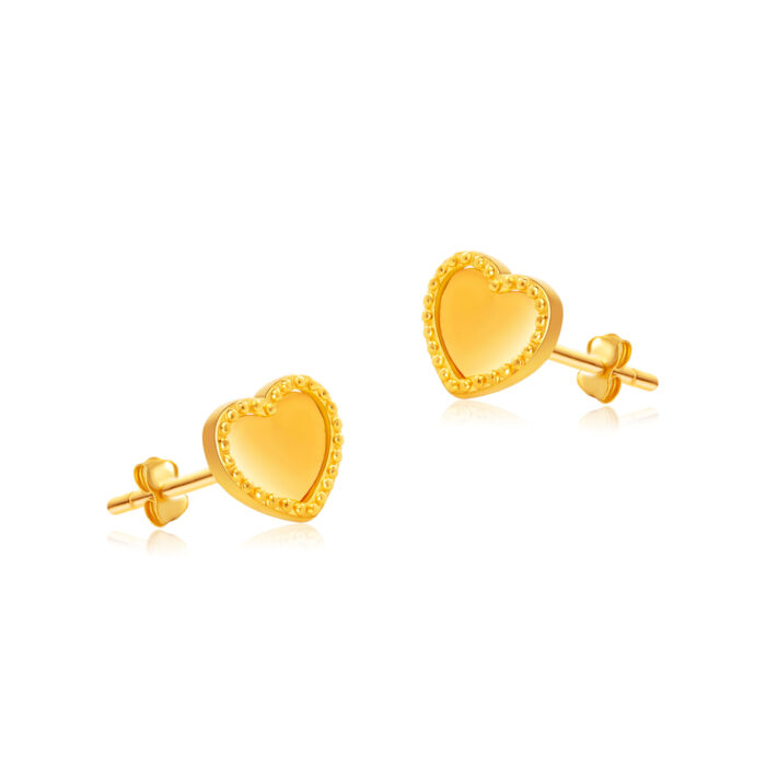 SK 916 Sparkling Heart Gold Earrings