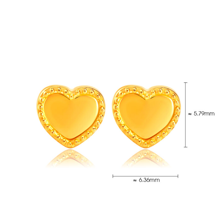 SK 916 Sparkling Heart Gold Earrings