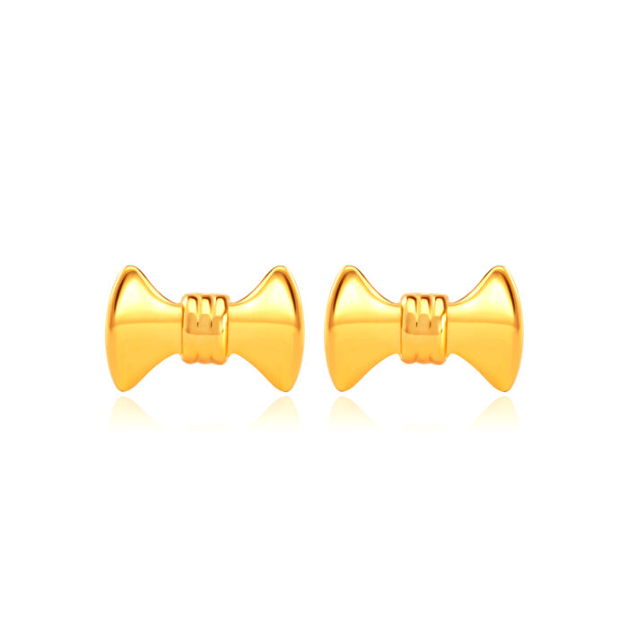 SK 916 Bow Ribbon Gold Earrings