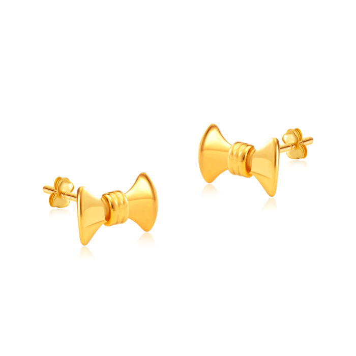 SK 916 Bow Ribbon Gold Earrings