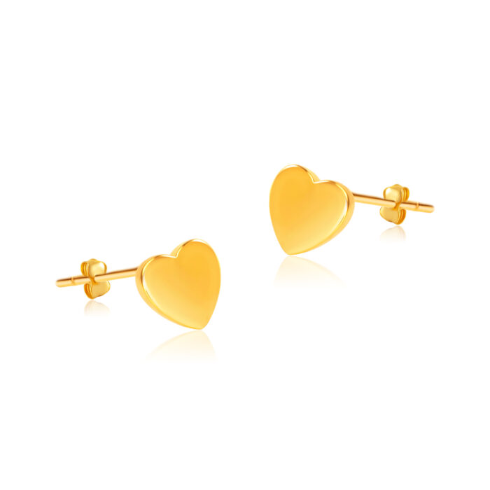 SK 916 Simple Heart Gold Earrings