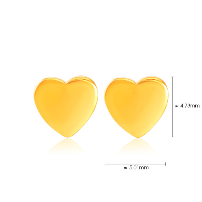 SK 916 Simple Heart Gold Earrings