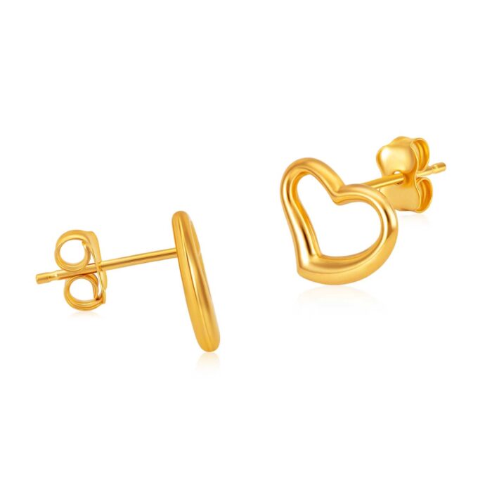 SK 916 Dainty Heart Gold Earrings