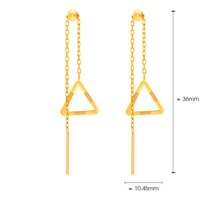 SK 916 Triangle Dazzle Gold Earrings