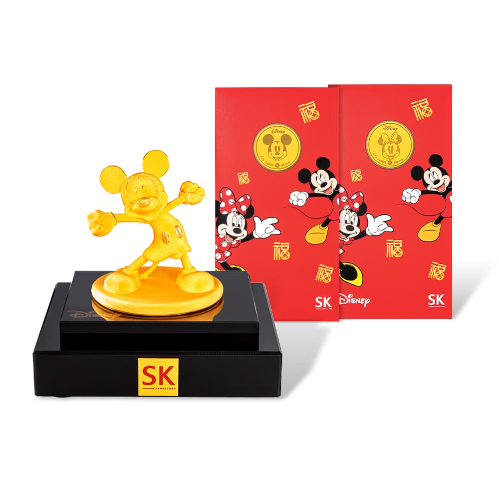 Mickey Mouse 999 Pure Gold Figurine CNY Bundle