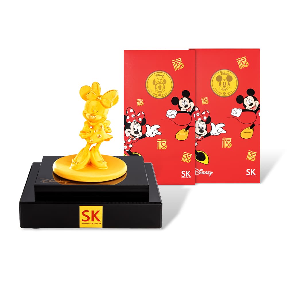 Minnie Mouse 999 Pure Gold Figurine CNY Bundle