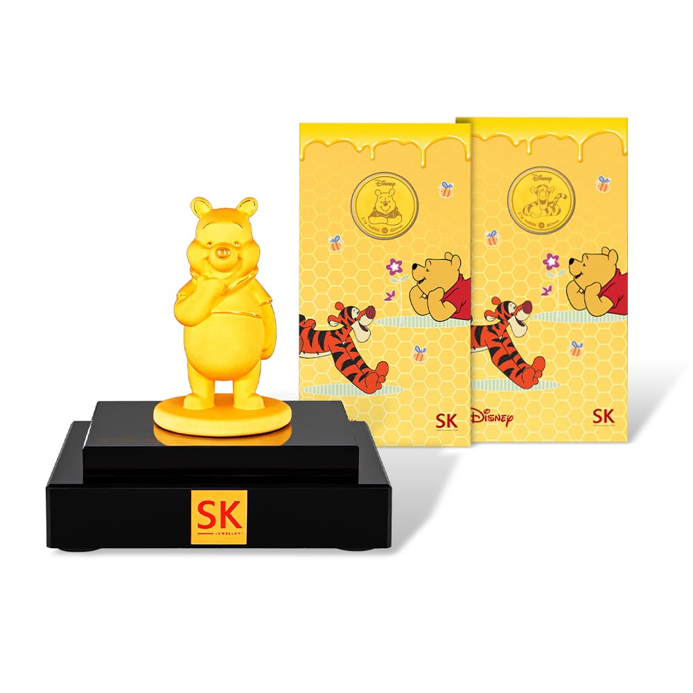 Winnie the Pooh Bear 999 Pure Gold Figurine CNY Bundle