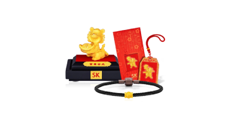 Opulent tiger 999 pure gold figurine cny bundle