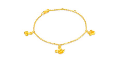 Mickey Mouse Set 999 Pure Gold Charm Bracelet