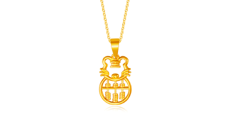 SK 916 Tiger Abacus Gold Pendant
