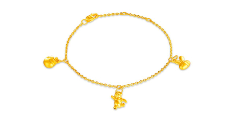 Winnie the pooh set 999 pure gold charm bracelet