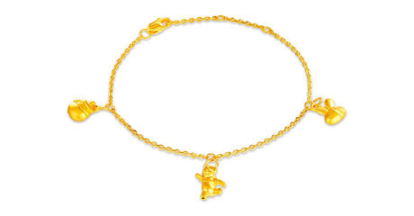 Winnie The Pooh Set 999 Pure Gold Charm Bracelet