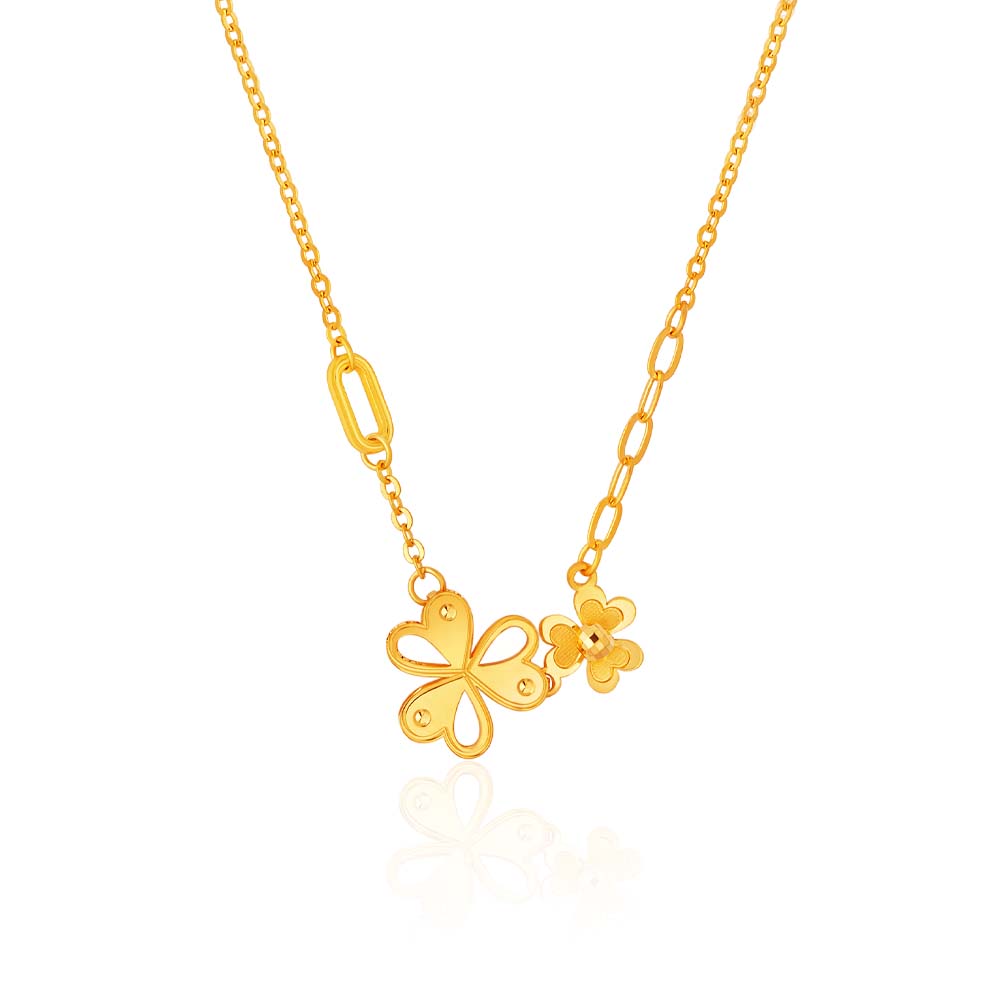 SK 916 Clover Cluster Gold Medley Necklace