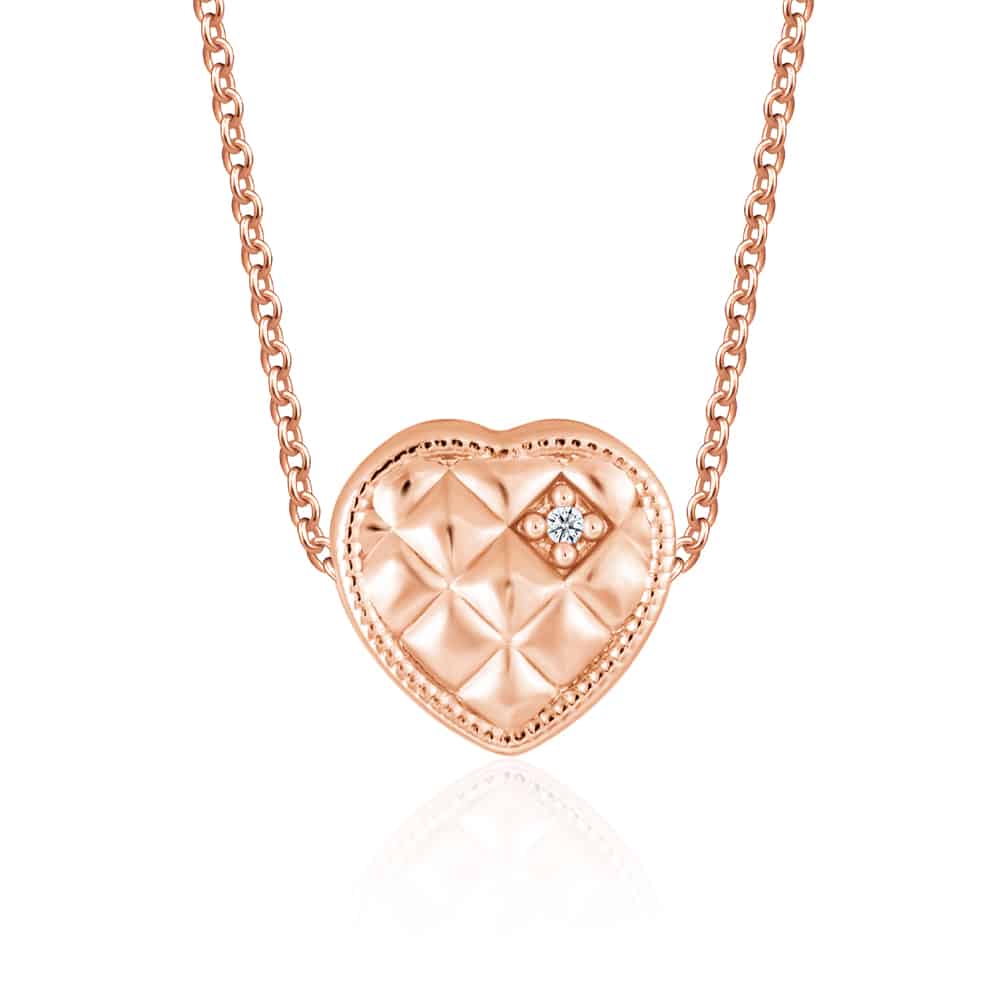 Quilted Heart Rose Gold Pendant