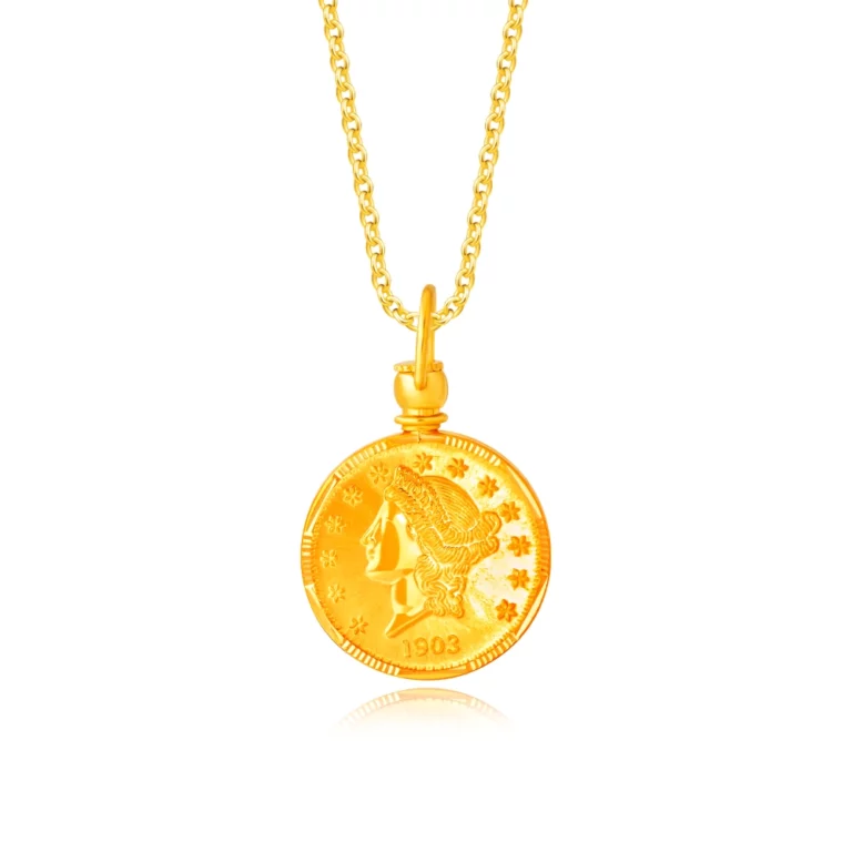 SK 916 Rotary Liberty Coin Gold Pendant