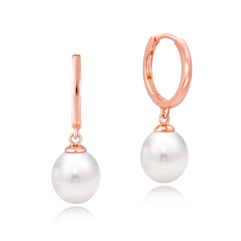 Aria Sheen 14K Rose Gold Pearl Huggie Earrings