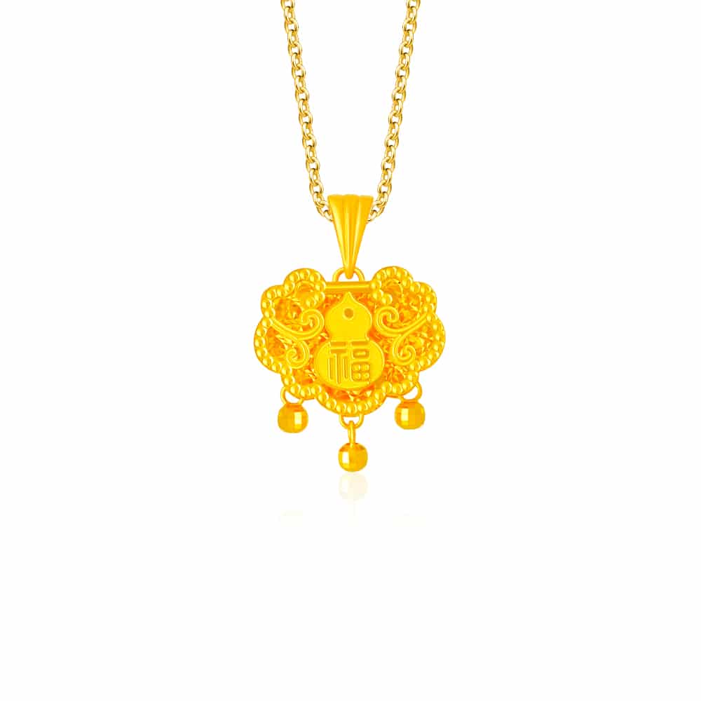 999 Pure Gold Fancy Fortune Ruyi Pendant | SK Jewellery