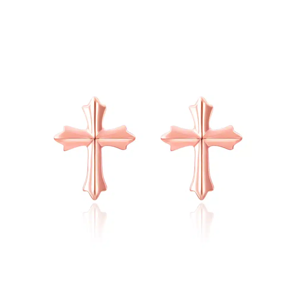 Fancy Cross 14K Rose Gold Loca Earrings