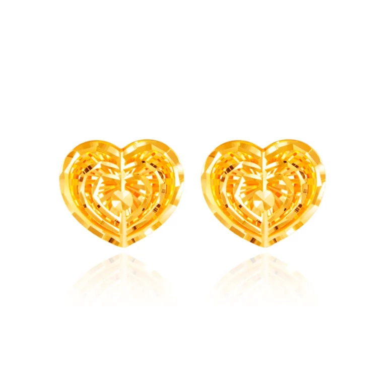 SK 916 Layers of Heart Gold Earrings