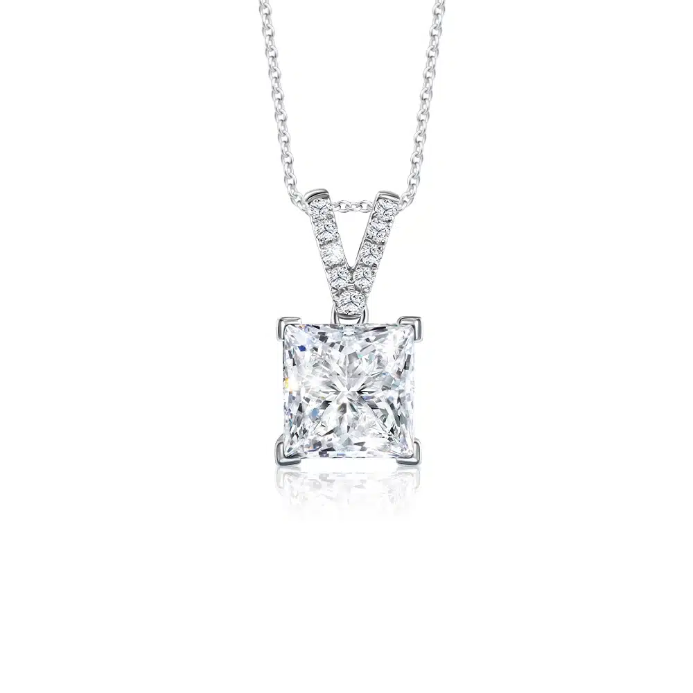 Princess cut diamond in rub over setting pendant | Beautiful necklaces,  Necklace, Diamond heart pendant necklace