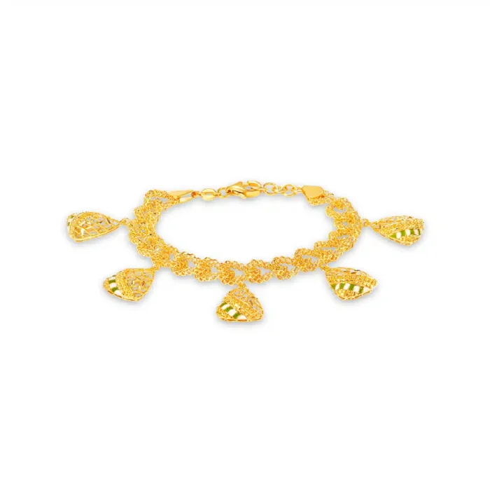 Buy Gold Finish Floral Design Stunning Hand Bracelets For Girls Online |  Anuradha Art Jewellery