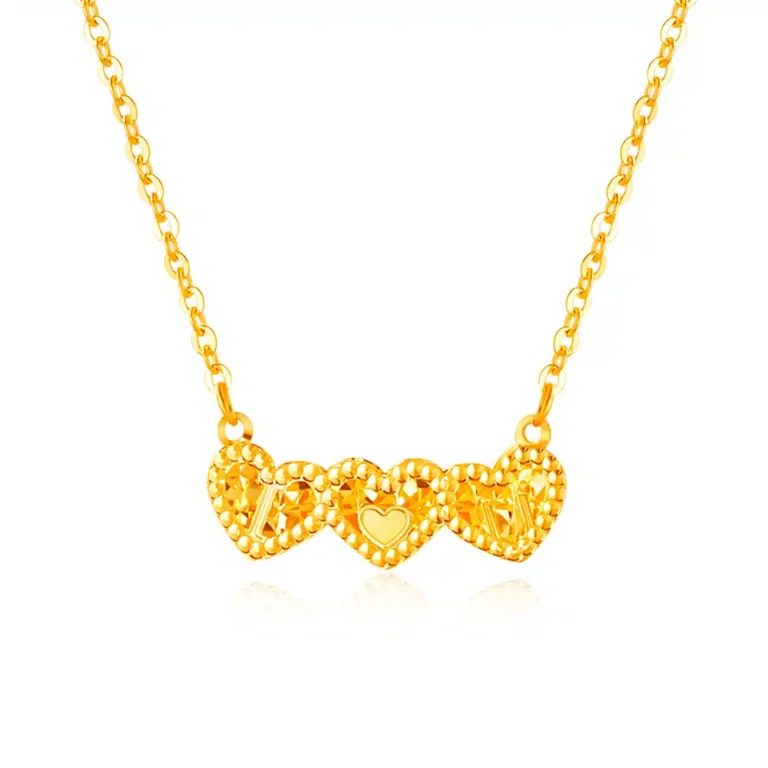 SK 916 Triple the Love Gold Necklace