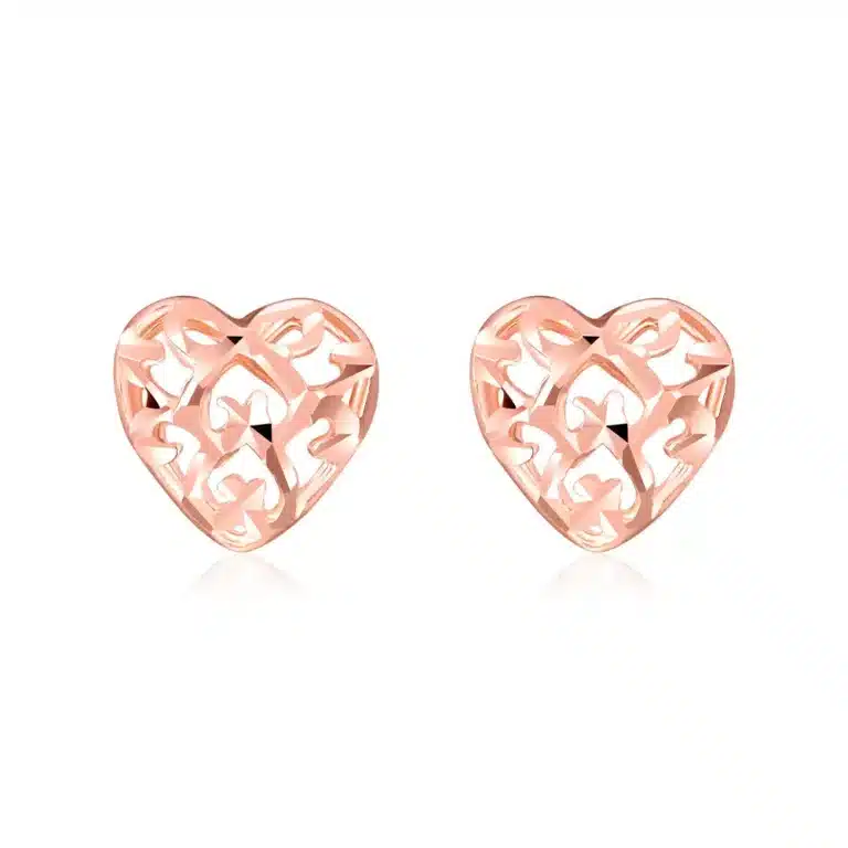 Jewelled Heart 14K Rose Gold Loca Earrings