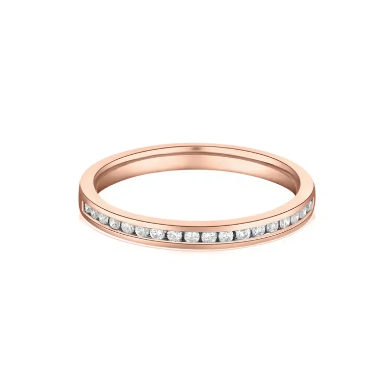 Channel Set Half Eternity Band in Rose Gold