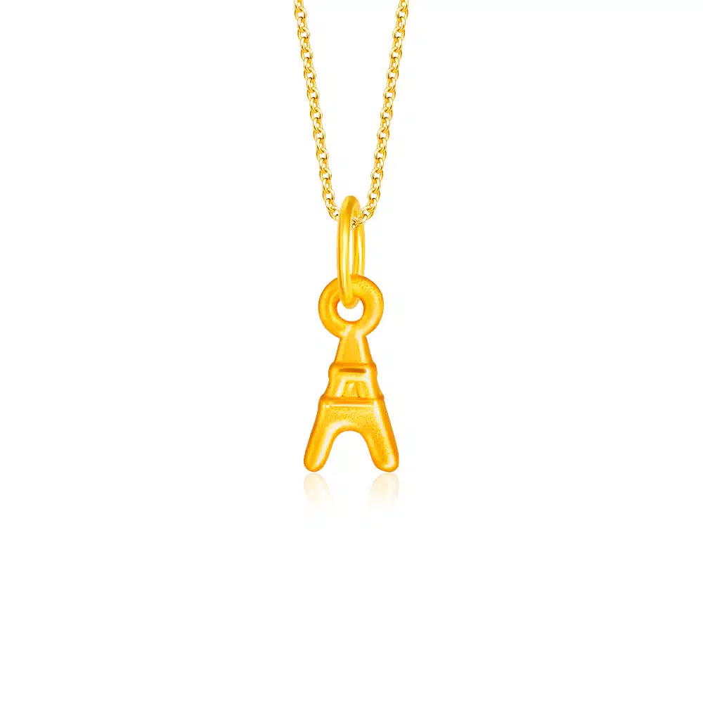Eiffel Tower Necklace Gold Tone 18