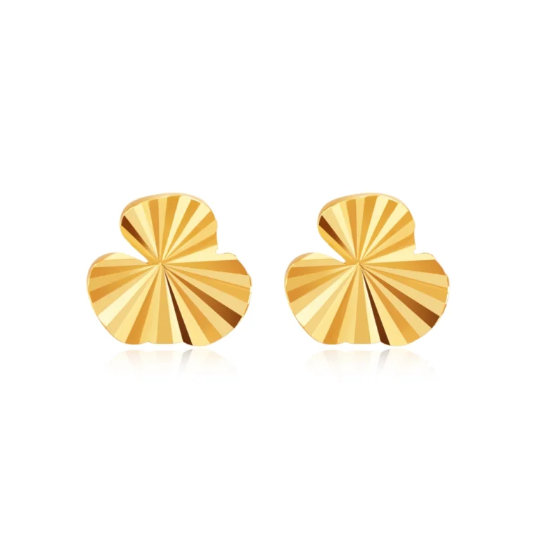 SK 916 Frilled Clover Gold Earrings