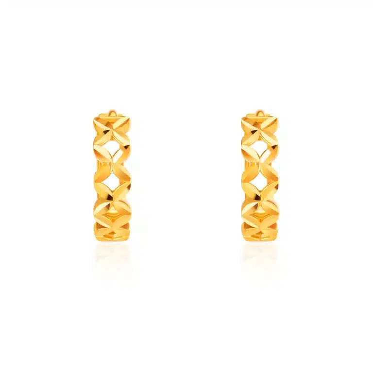 SK 916 Golden Floral Whirl Hoop Earrings