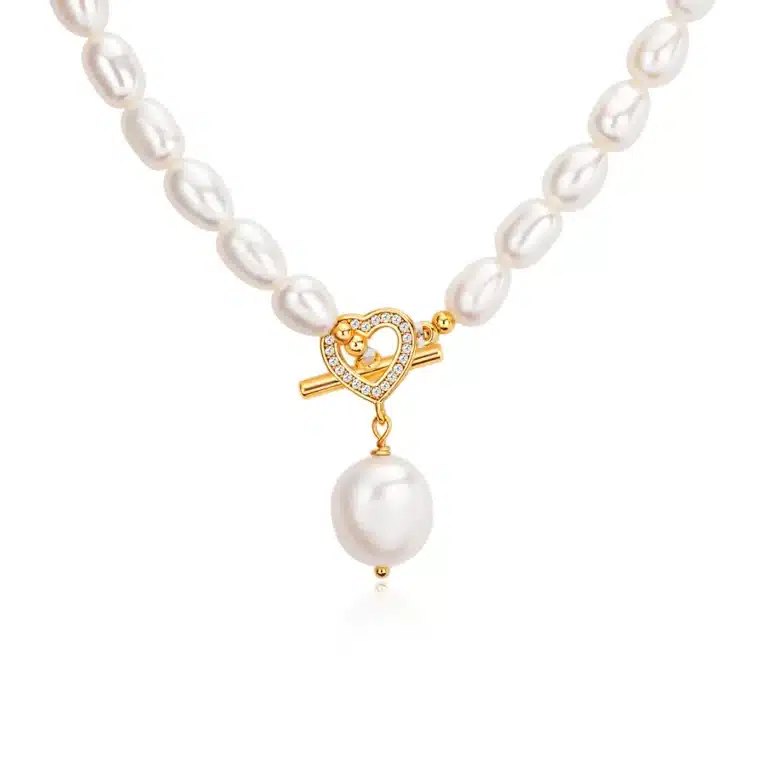Cupid Heart Pearl Necklace