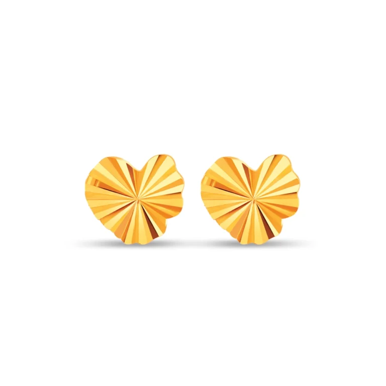 SK 916 Frilled Heart Gold Earrings