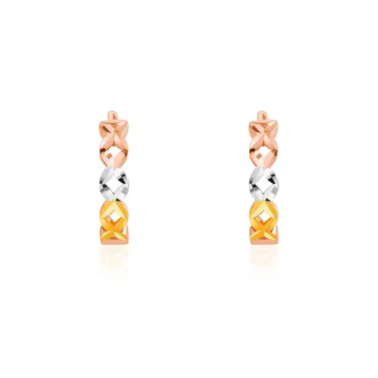 Tricolour Classic Hoop Gold Earring