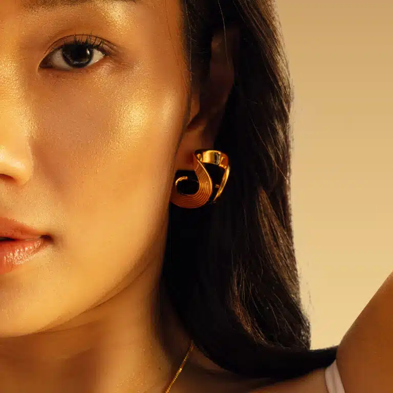 Golden Waves 999 Pure Gold Earrings
