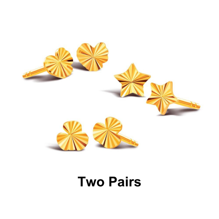SK 916 Frilled Gold Earrings Duo Bundle