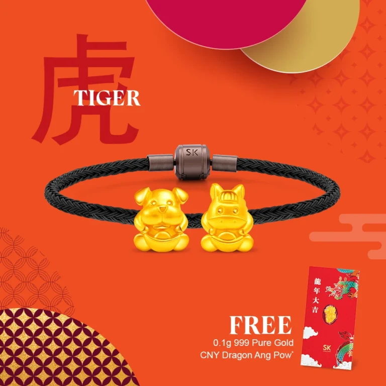 Tiger Zodiac 999 Pure Gold Charm Bracelet Triple Union (三合) Bundle